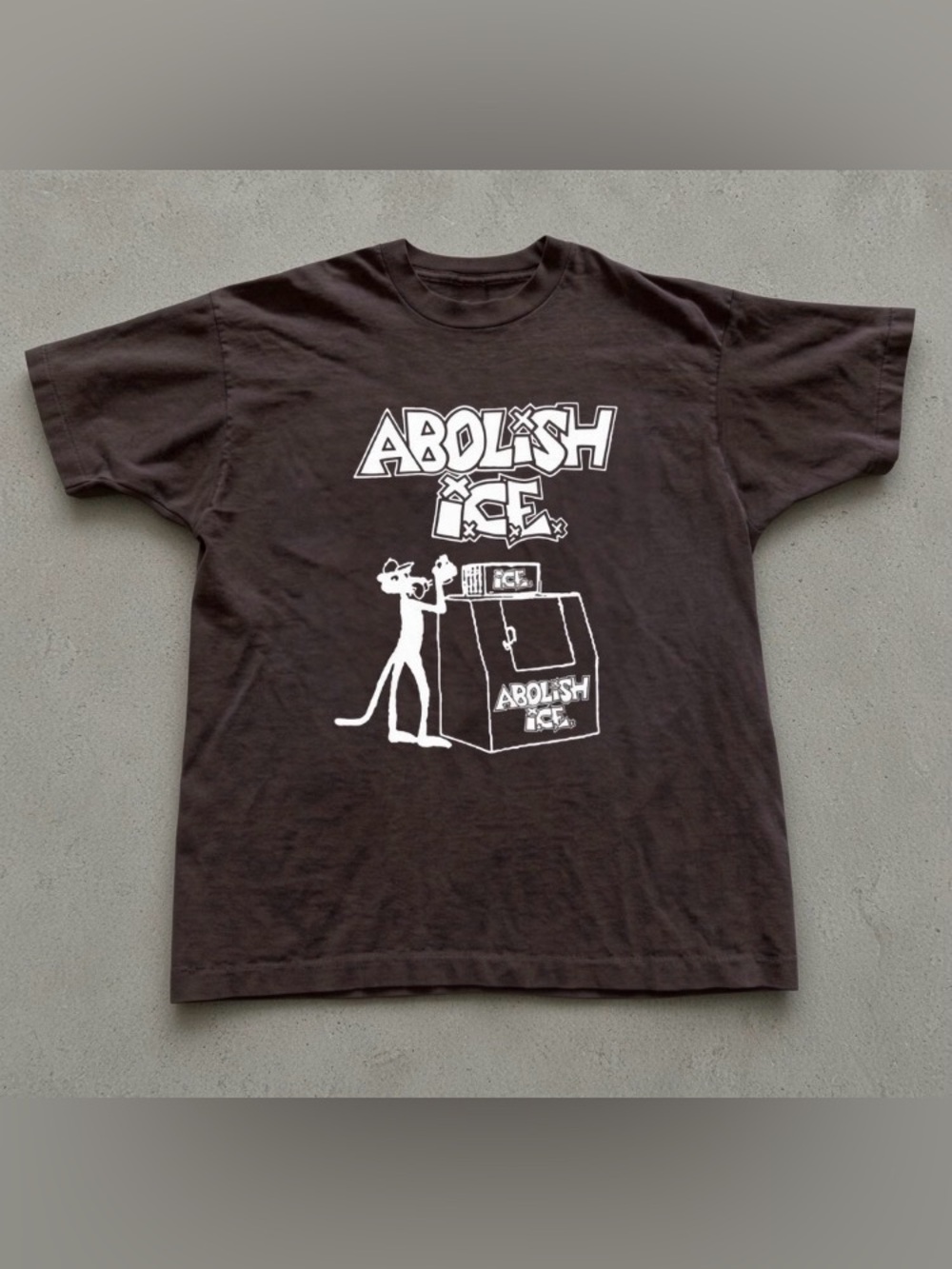 Abolish ICE Panther Graffiti Cartoon Streetwear Dark Chocolate Graphic T-Shirt